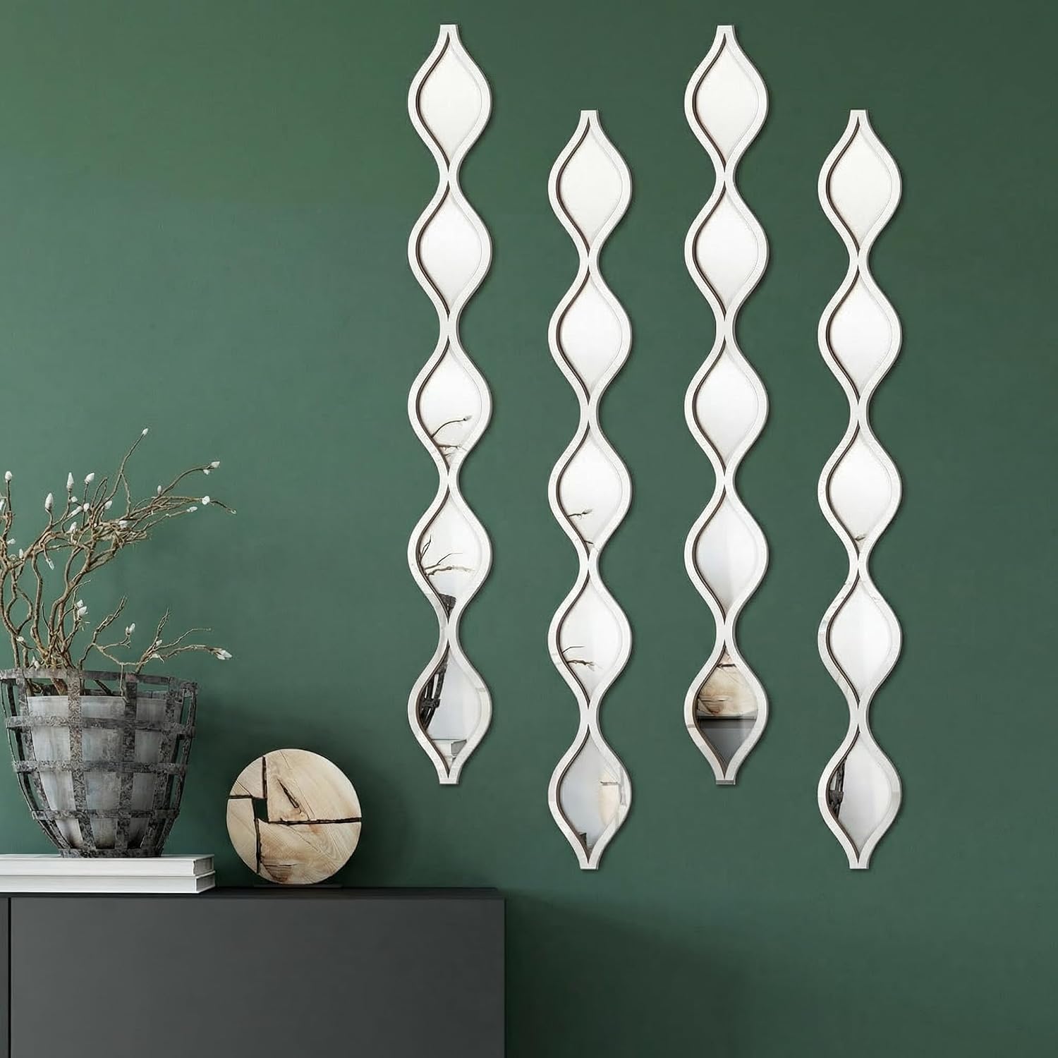 4-Piece Silver Teardrop Mirror Set