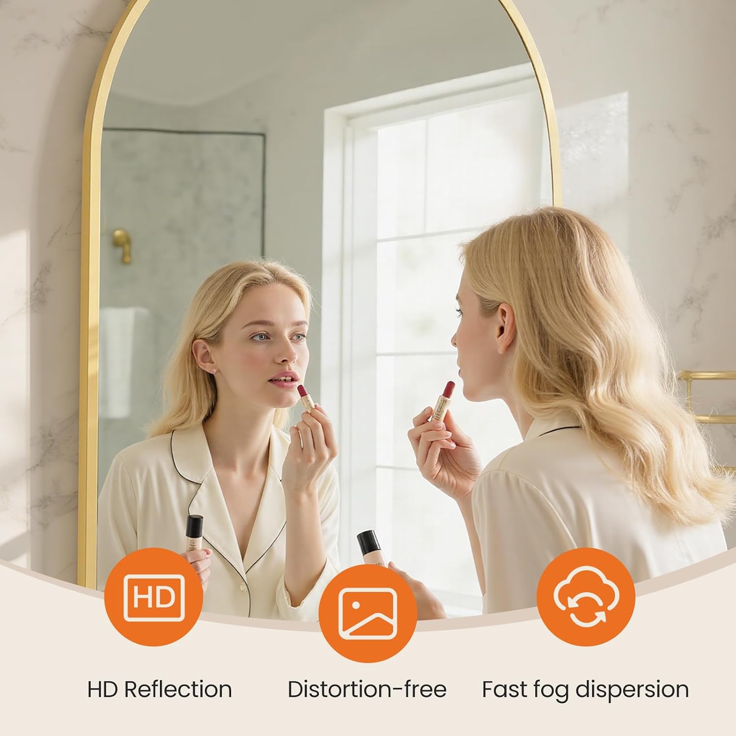 Arched Gold Metal Frame Mirror