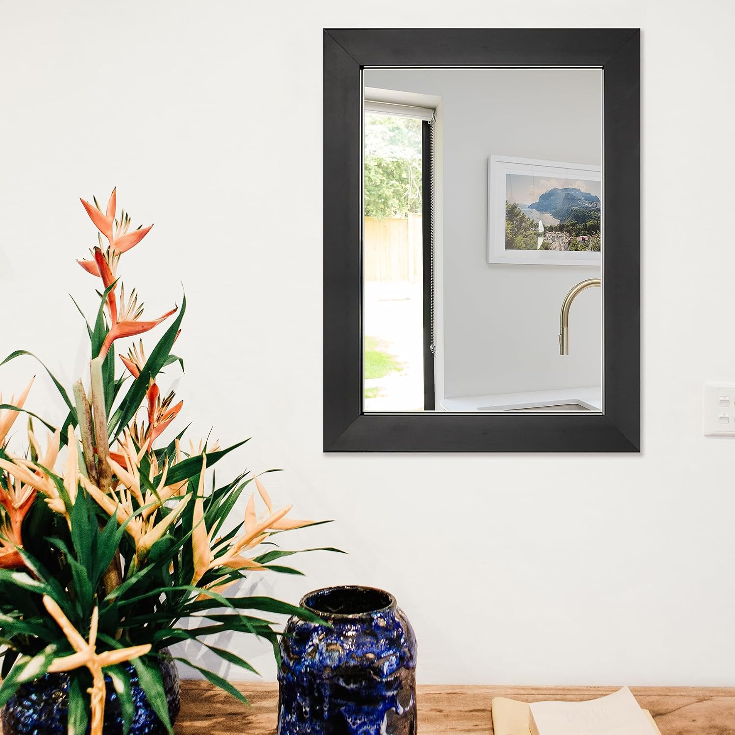 Black Framed Rectangular Wall Mirror
