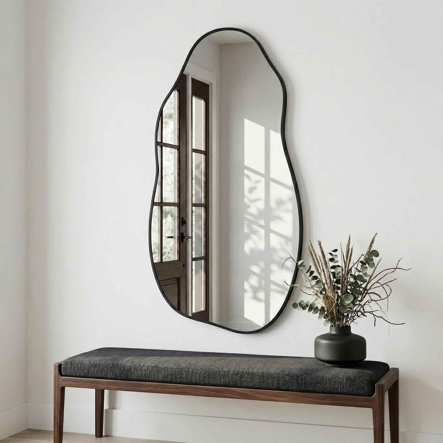 Black Freeform Organic Wall Mirror