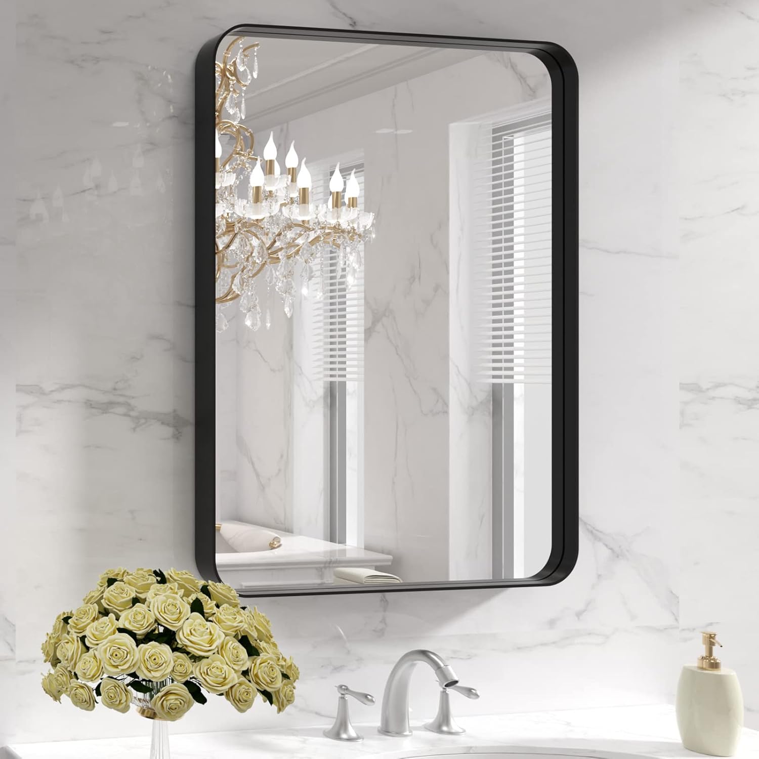 Black Rectangular Vanity Mirror