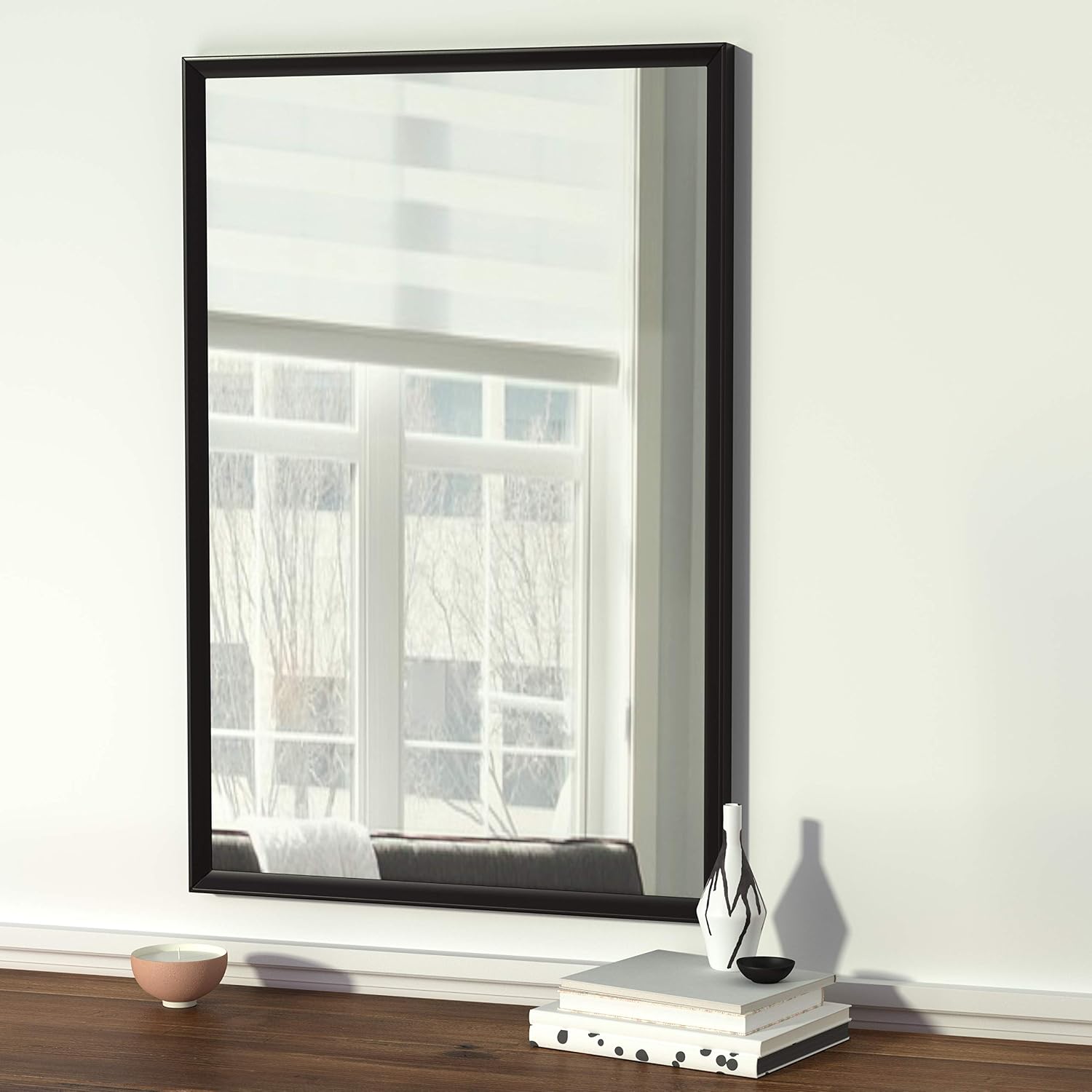 Black Trim Rectangular Wall Mirror