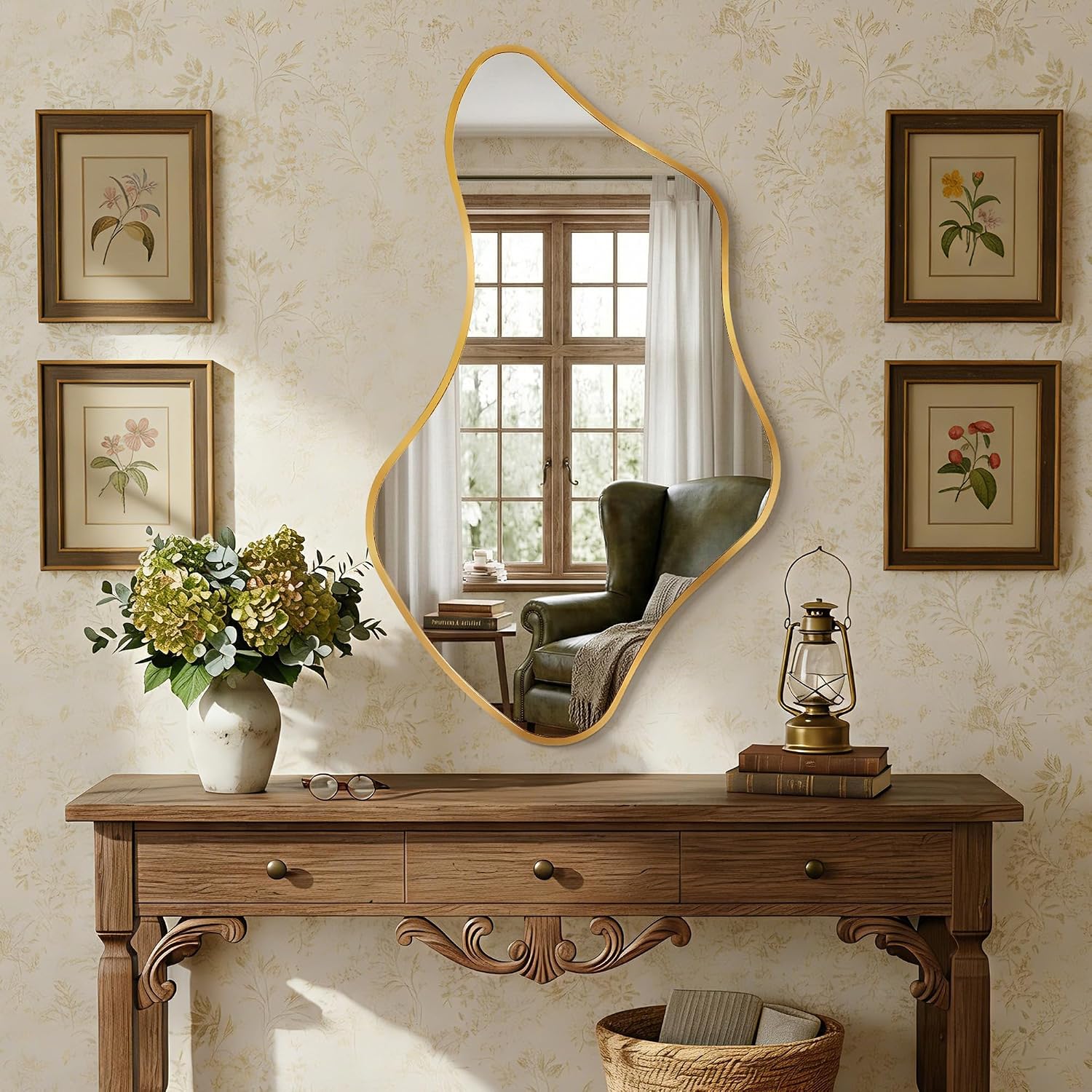 Frameless Irregular Gold Wall Mirror