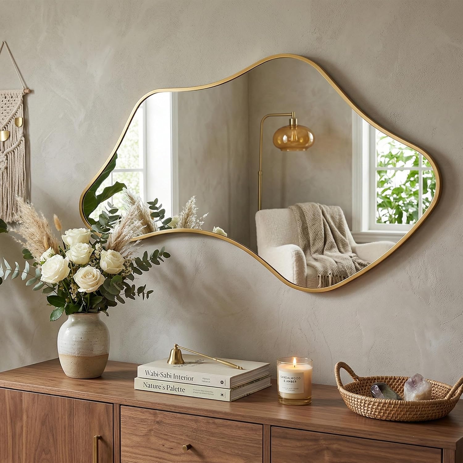 Frameless Irregular Gold Wall Mirror