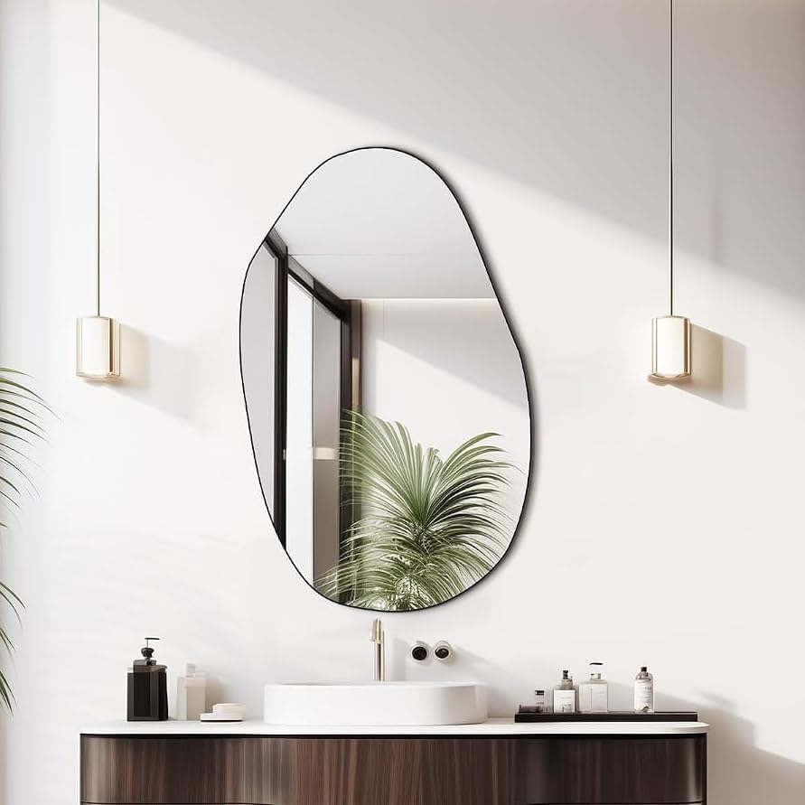 Frosted Edge Freeform Wall Mirror