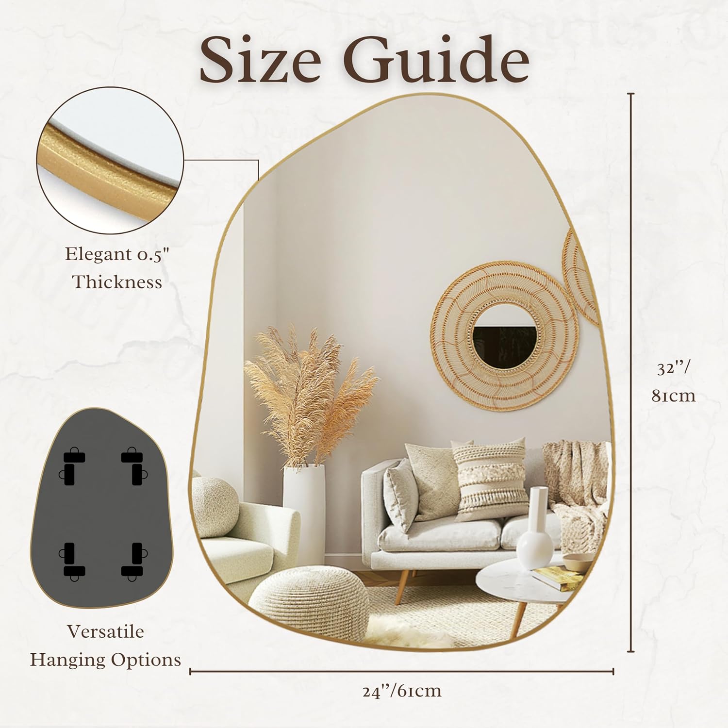 Gold Freeform Asymmetrical Wall Mirror