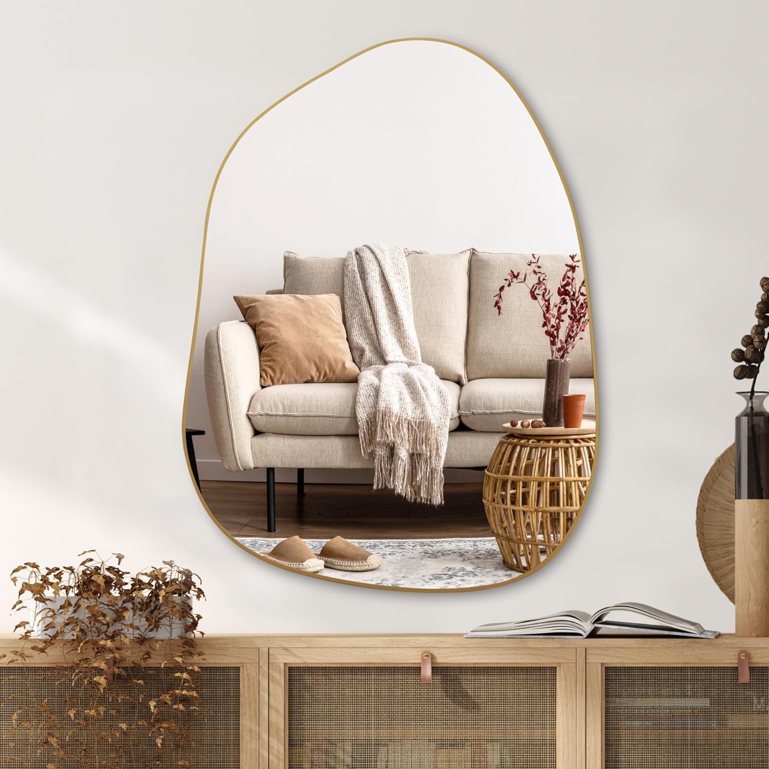 Gold Freeform Asymmetrical Wall Mirror