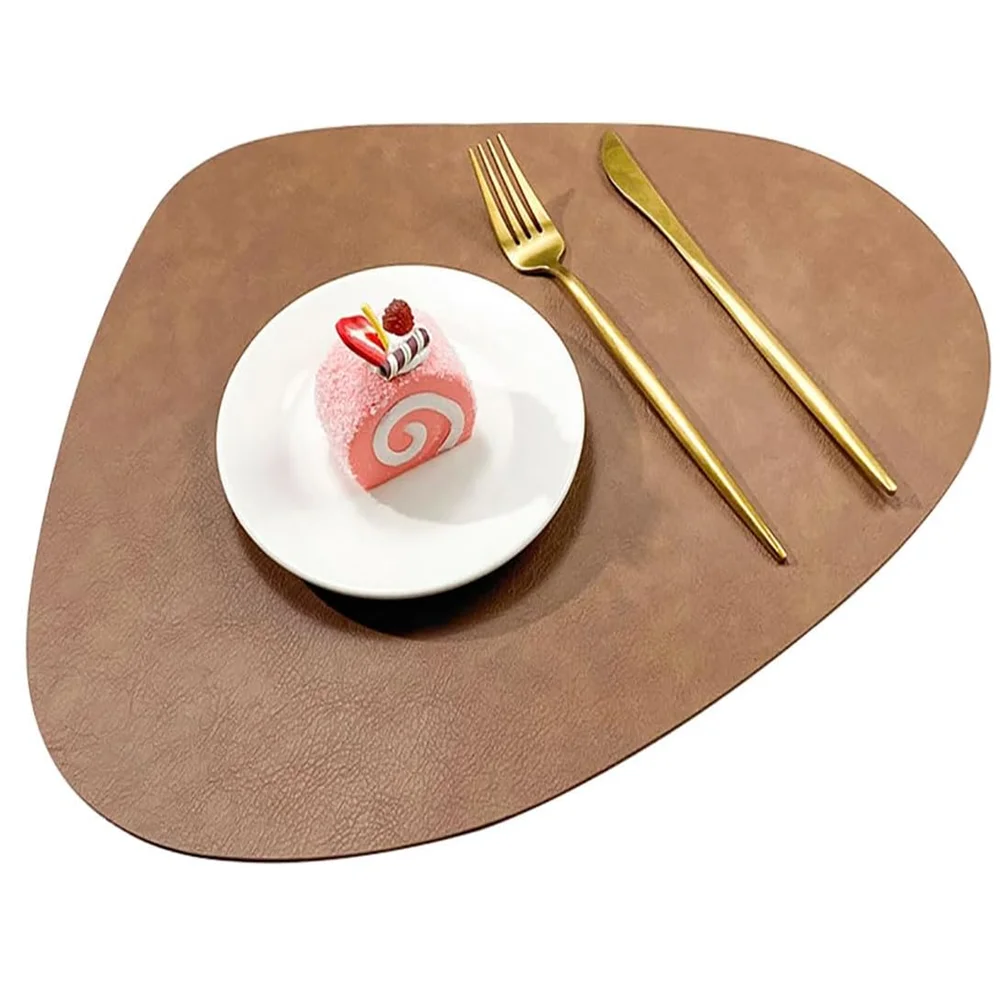 Irregular Brown Faux Leather Placemat Irregular Brown Faux Leather Placemat