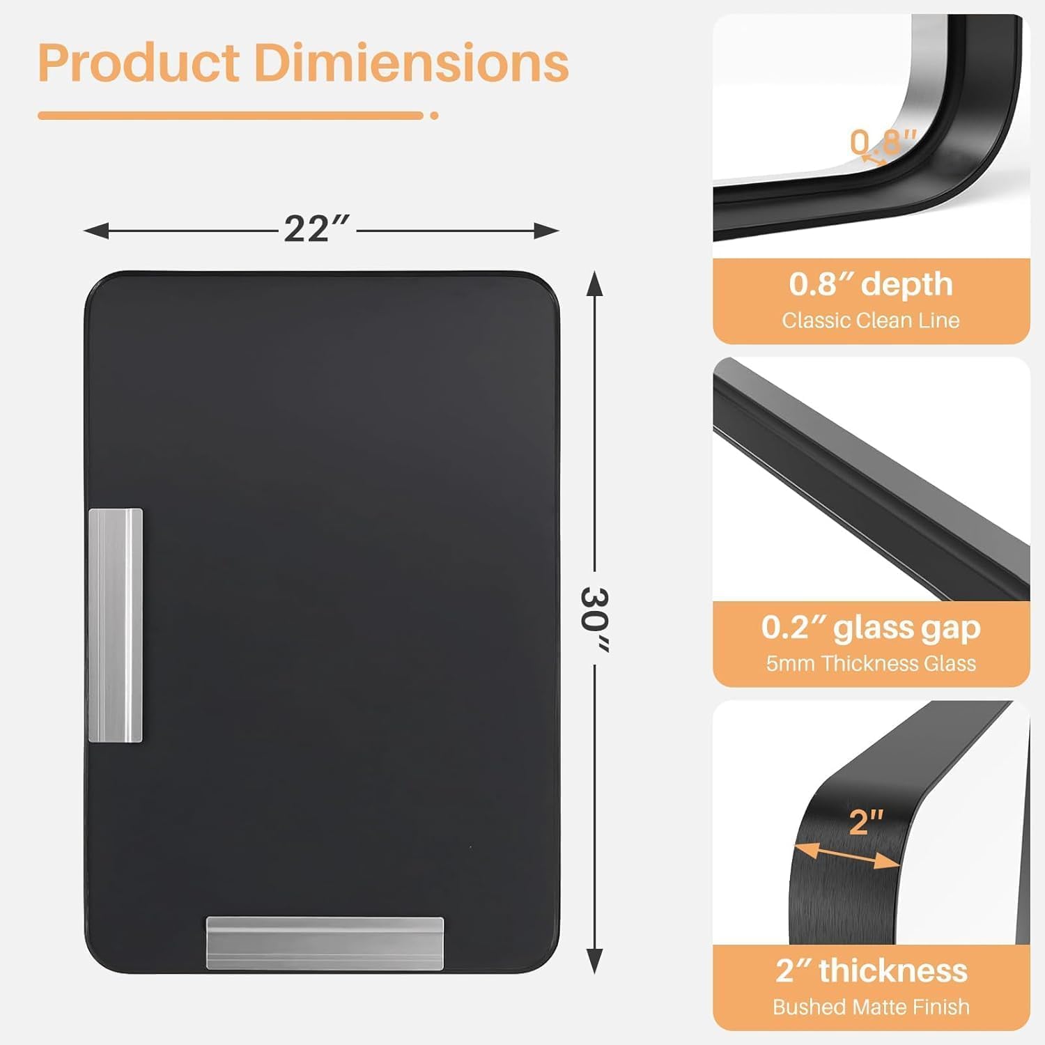 Matte Black Rectangular Wall Mirror