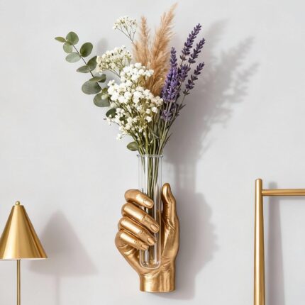 Golden Hand Sculptural Wall Vase