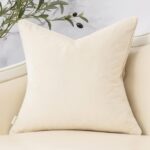 Beige Velvet Botanical Embroidered Pillow