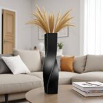 Matte Black Twisted Ceramic Vase