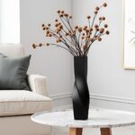 Matte Black Twisted Ceramic Vase