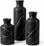 3-Piece Black Marble Ceramic Vase Set
