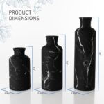 3-Piece Black Marble Ceramic Vase Set