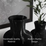 3-Piece Black Marble Ceramic Vase Set