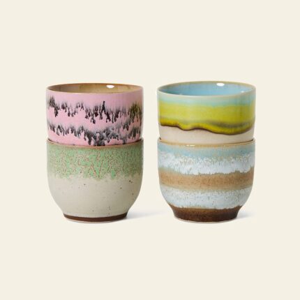 4-Piece Drip Glaze Ceramic Tumblers