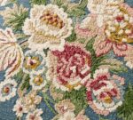 Blue Embroidered Floral Throw Pillow