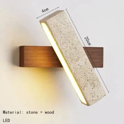 Stone and Wood Rectangular Wall Sconce