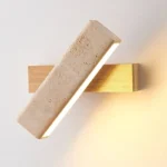 Stone and Wood Rectangular Wall Sconce