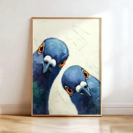 Two Blue Pigeons Canvas Wall Art
