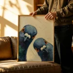 Two Blue Pigeons Canvas Wall Art