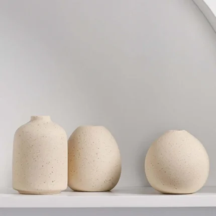 3-Piece Neutral Speckled Ceramic Vases