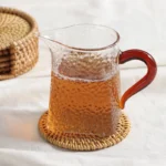 Woven Rattan Coaster Set with Holder